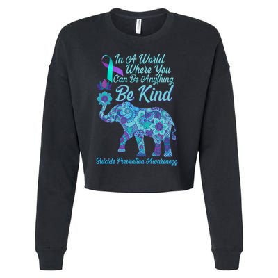 In A World Where You Can Be Anything Be Kind Elephant Cropped Pullover Crew