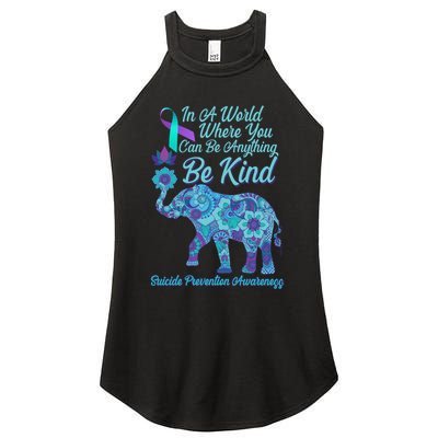 In A World Where You Can Be Anything Be Kind Elephant Women's Perfect Tri Rocker Tank