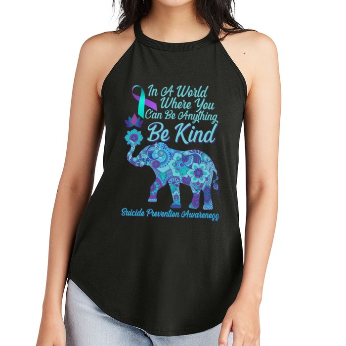 In A World Where You Can Be Anything Be Kind Elephant Women's Perfect Tri Rocker Tank