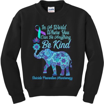 In A World Where You Can Be Anything Be Kind Elephant Kids Sweatshirt