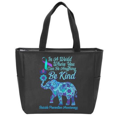 In A World Where You Can Be Anything Be Kind Elephant Zip Tote Bag