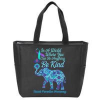 In A World Where You Can Be Anything Be Kind Elephant Zip Tote Bag