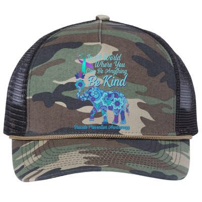 In A World Where You Can Be Anything Be Kind Elephant Retro Rope Trucker Hat Cap