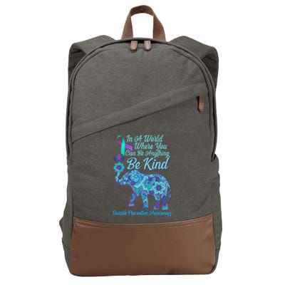 In A World Where You Can Be Anything Be Kind Elephant Cotton Canvas Backpack