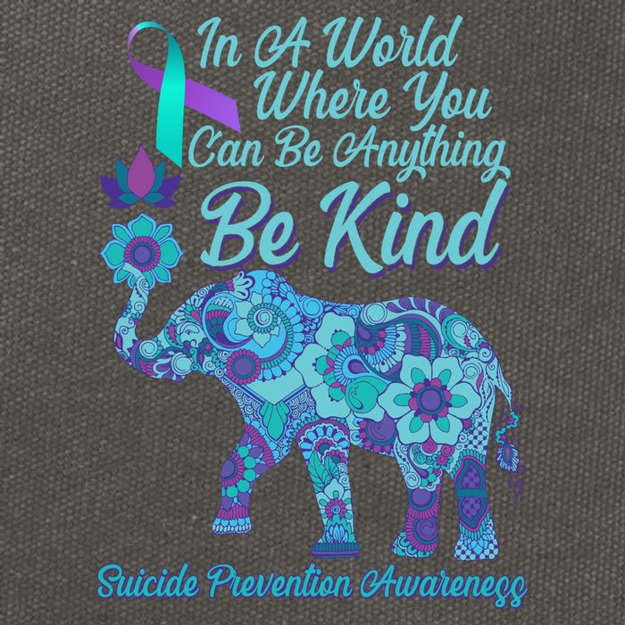 In A World Where You Can Be Anything Be Kind Elephant Cotton Canvas Backpack