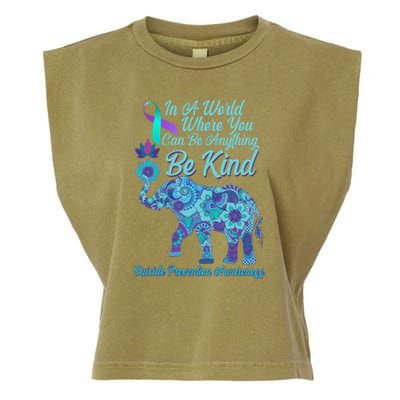 In A World Where You Can Be Anything Be Kind Elephant Garment-Dyed Women's Muscle Tee