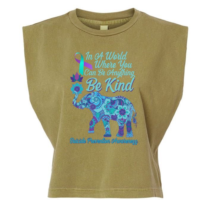 In A World Where You Can Be Anything Be Kind Elephant Garment-Dyed Women's Muscle Tee