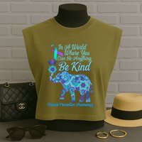 In A World Where You Can Be Anything Be Kind Elephant Garment-Dyed Women's Muscle Tee