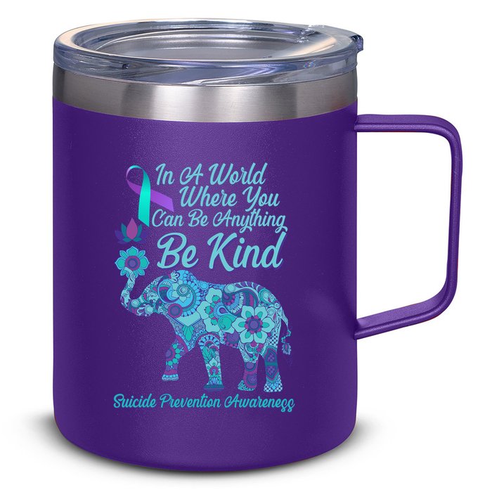 In A World Where You Can Be Anything Be Kind Elephant 12oz Stainless Steel Coffee Mug