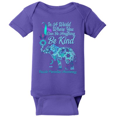 In A World Where You Can Be Anything Be Kind Elephant Baby Bodysuit