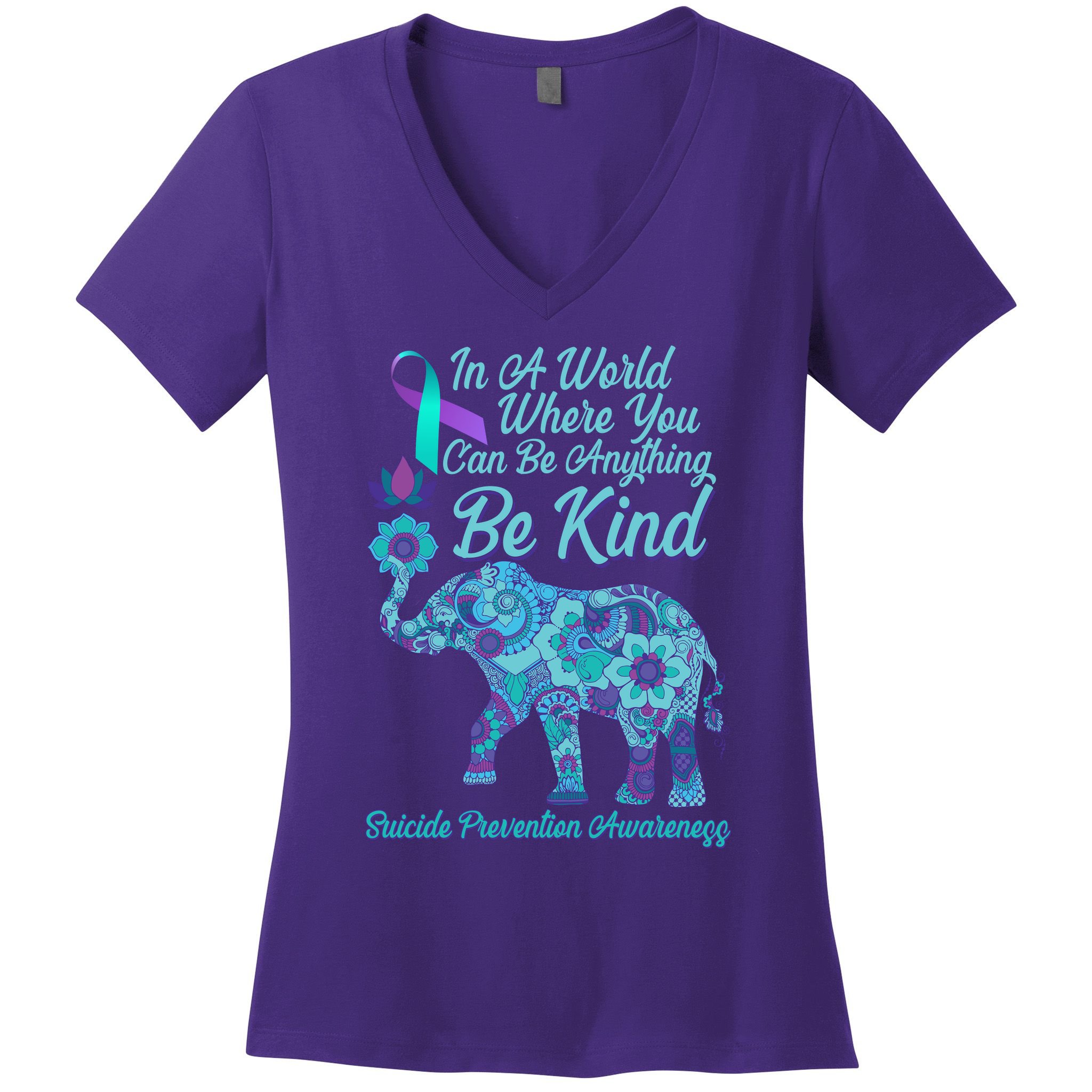 In A World Where You Can Be Anything Be Kind Elephant Women's V-Neck T-Shirt