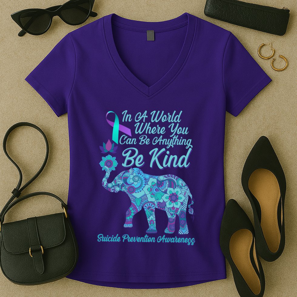 In A World Where You Can Be Anything Be Kind Elephant Women's V-Neck T-Shirt