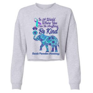 In A World Where You Can Be Anything Be Kind Elephant Cropped Pullover Crew