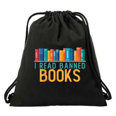 I Am With The Banned Books Shirts Funny I Read Banned Books Drawstring Bag