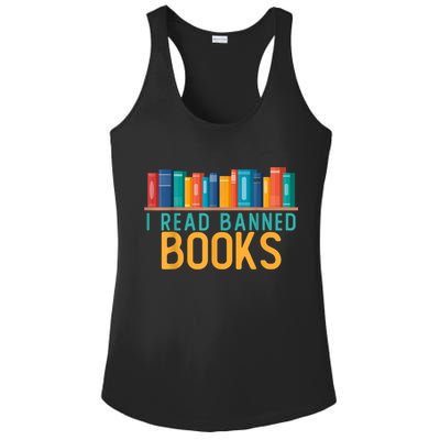 I Am With The Banned Books Shirts Funny I Read Banned Books Ladies PosiCharge Competitor Racerback Tank