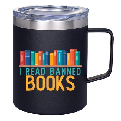 I Am With The Banned Books Shirts Funny I Read Banned Books 12oz Stainless Steel Coffee Mug