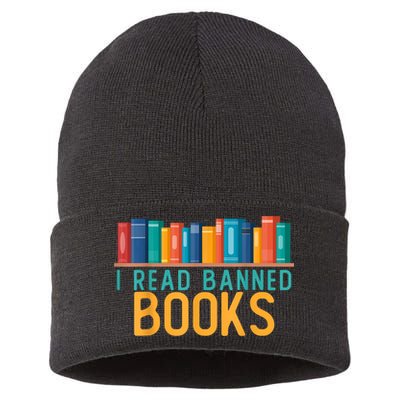 I Am With The Banned Books Shirts Funny I Read Banned Books Sustainable Knit Beanie