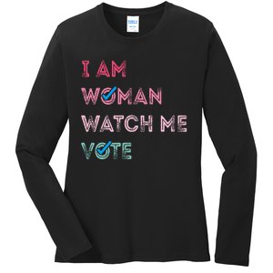 I Am Woman Watch Me Vote Ladies Long Sleeve Shirt