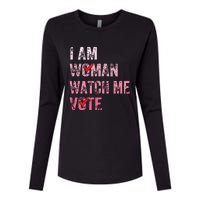 I Am Woman Watch Me Vote Vintage Voting Womens Cotton Relaxed Long Sleeve T-Shirt