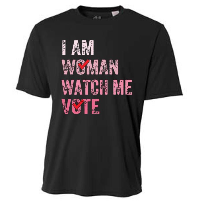 I Am Woman Watch Me Vote Vintage Voting Cooling Performance Crew T-Shirt