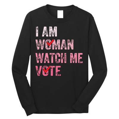 I Am Woman Watch Me Vote Vintage Voting Long Sleeve Shirt