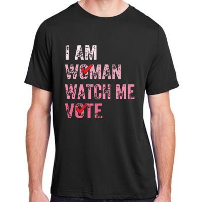 I Am Woman Watch Me Vote Vintage Voting Adult ChromaSoft Performance T-Shirt