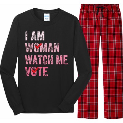 I Am Woman Watch Me Vote Vintage Voting Long Sleeve Pajama Set