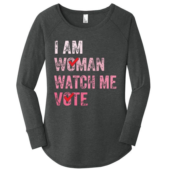 I Am Woman Watch Me Vote Vintage Voting Women's Perfect Tri Tunic Long Sleeve Shirt