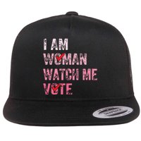 I Am Woman Watch Me Vote Vintage Voting Flat Bill Trucker Hat