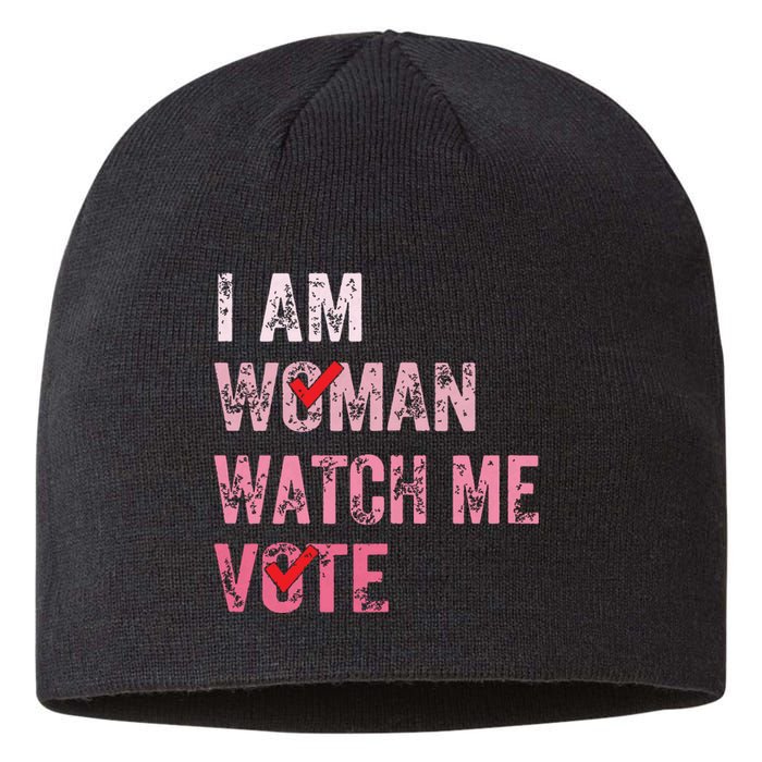 I Am Woman Watch Me Vote Vintage Voting Sustainable Beanie