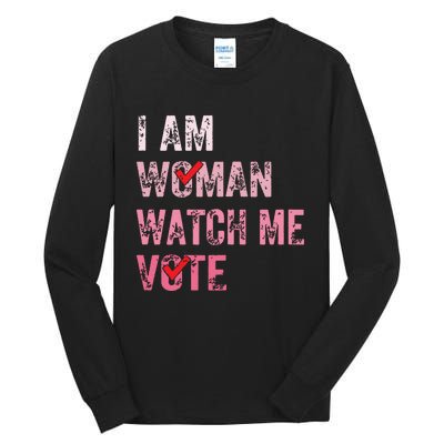 I Am Woman Watch Me Vote Vintage Voting Tall Long Sleeve T-Shirt