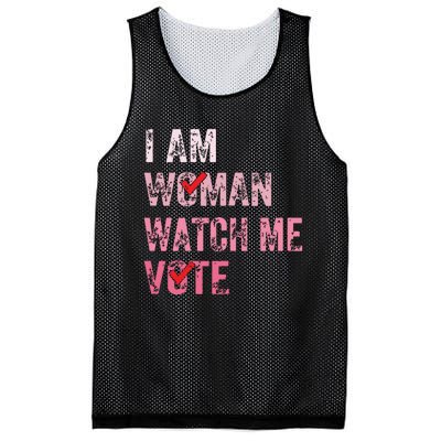 I Am Woman Watch Me Vote Vintage Voting Mesh Reversible Basketball Jersey Tank