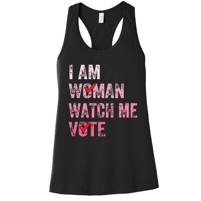 I Am Woman Watch Me Vote Vintage Voting Women's Racerback Tank