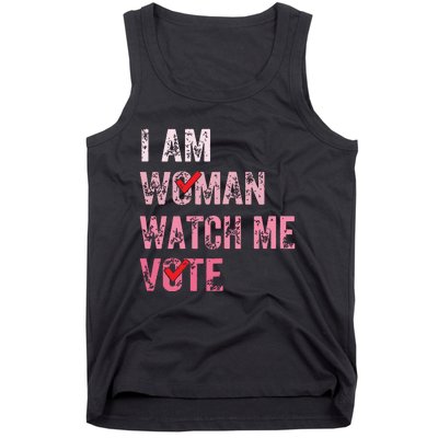 I Am Woman Watch Me Vote Vintage Voting Tank Top