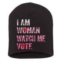 I Am Woman Watch Me Vote Vintage Voting Short Acrylic Beanie