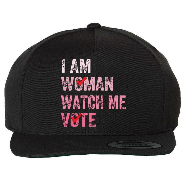 I Am Woman Watch Me Vote Vintage Voting Wool Snapback Cap