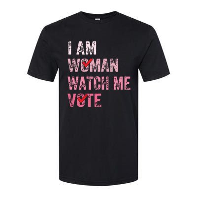 I Am Woman Watch Me Vote Vintage Voting Softstyle CVC T-Shirt