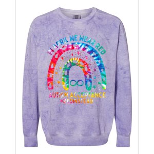 In April We Wear Red Autism Awareness Acceptance Red Instead Gift Colorblast Crewneck Sweatshirt