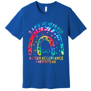 In April We Wear Red Autism Awareness Acceptance Red Instead Gift Premium T-Shirt