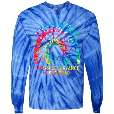 In April We Wear Red Autism Awareness Acceptance Red Instead Gift Tie-Dye Long Sleeve Shirt