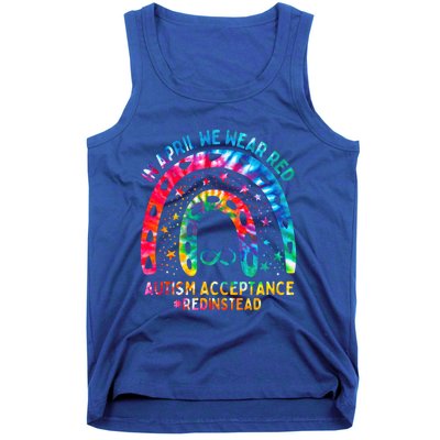 In April We Wear Red Autism Awareness Acceptance Red Instead Gift Tank Top