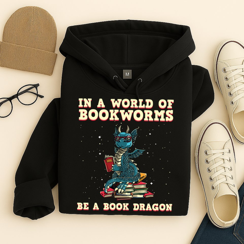 In A World Full Of Bookworms Be A Book Dragon Hoodie