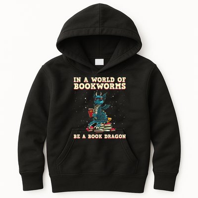 In A World Full Of Bookworms Be A Book Dragon Kids Hoodie