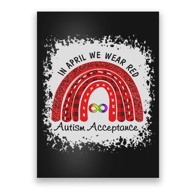 In April Wear Red Instead Autism Acceptance Poster