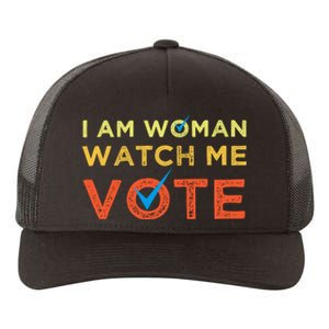 I Am Woman Watch Me Vote 2024 Yupoong Adult 5-Panel Trucker Hat