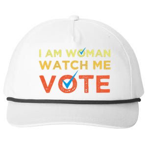 I Am Woman Watch Me Vote 2024 Snapback Five-Panel Rope Hat