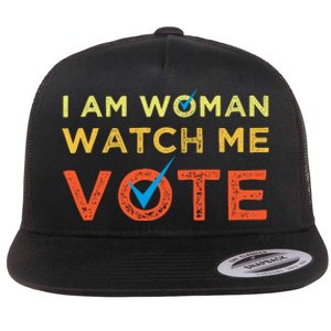 I Am Woman Watch Me Vote 2024 Flat Bill Trucker Hat