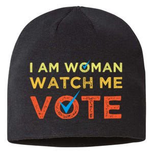 I Am Woman Watch Me Vote 2024 Sustainable Beanie