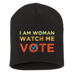 I Am Woman Watch Me Vote 2024 Short Acrylic Beanie