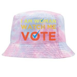 I Am Woman Watch Me Vote 2024 Tie-Dyed Bucket Hat